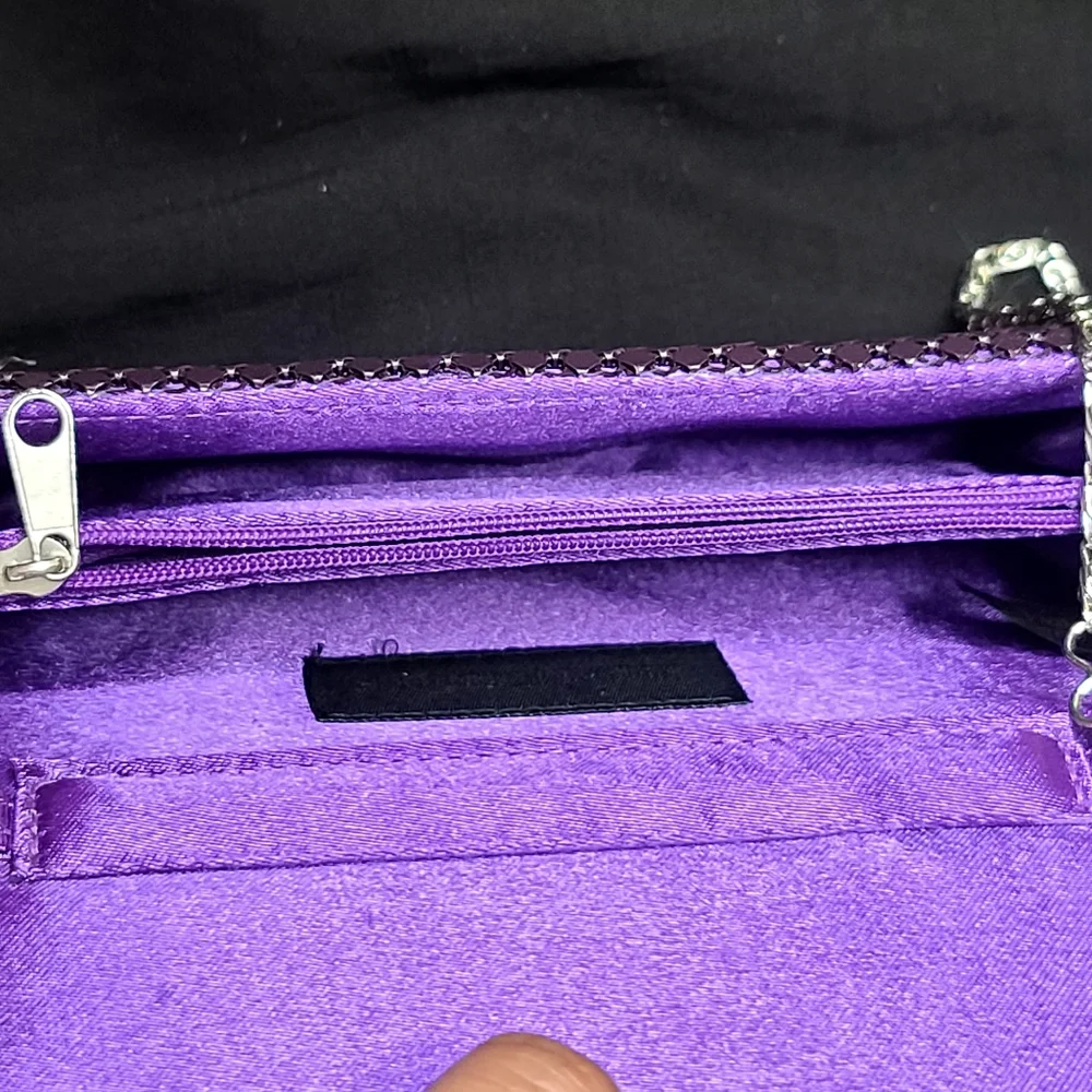 Jessica McClintock Purple Gold Beaded Clutch Purse